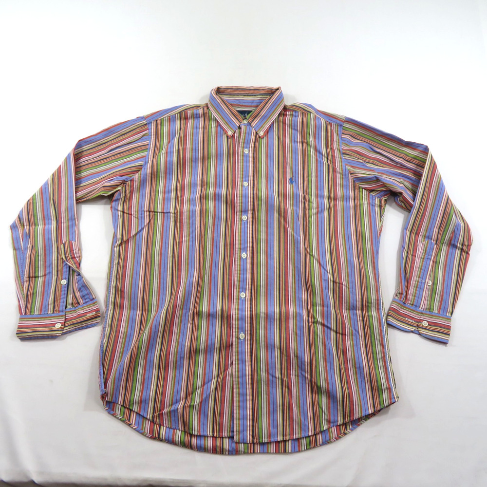 Ralph Lauren Long Sleeve Classic Fit Shirt Multicolor Striped Sz L